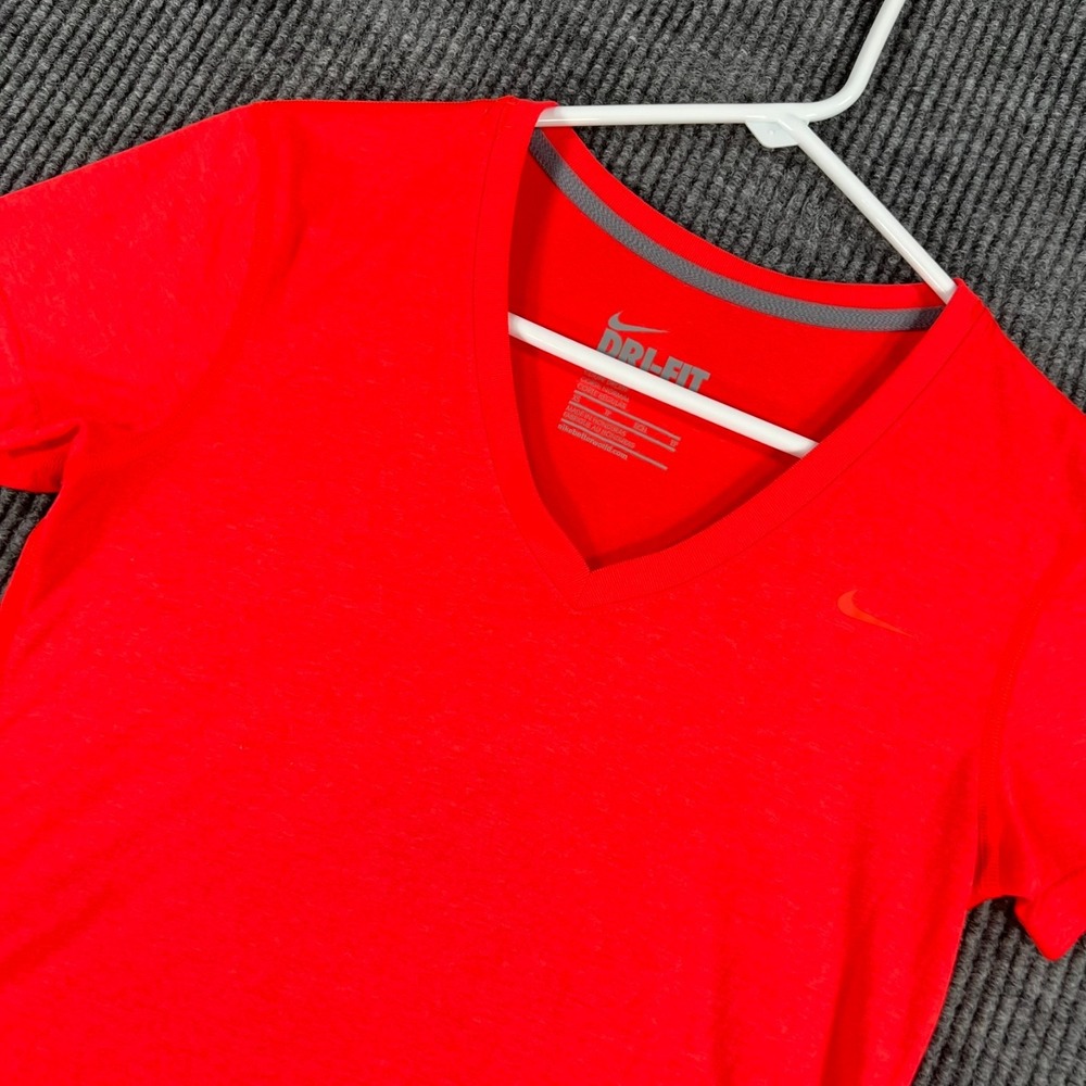 Nike Dri Fit Shirt Womens XS Extra Small Pink Short Sleeve V Neck Workout